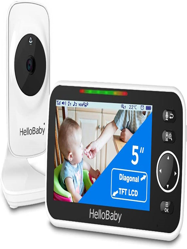 HelloBaby HB50 Video Baby Monitor with 5'' Color LCD Screen